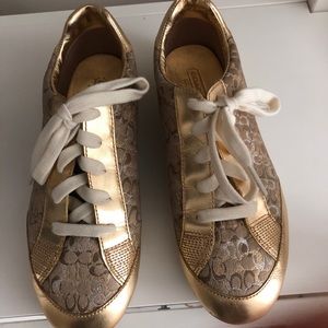❗️ SOLD ❗️Gold Sparkly Coach Sneakers